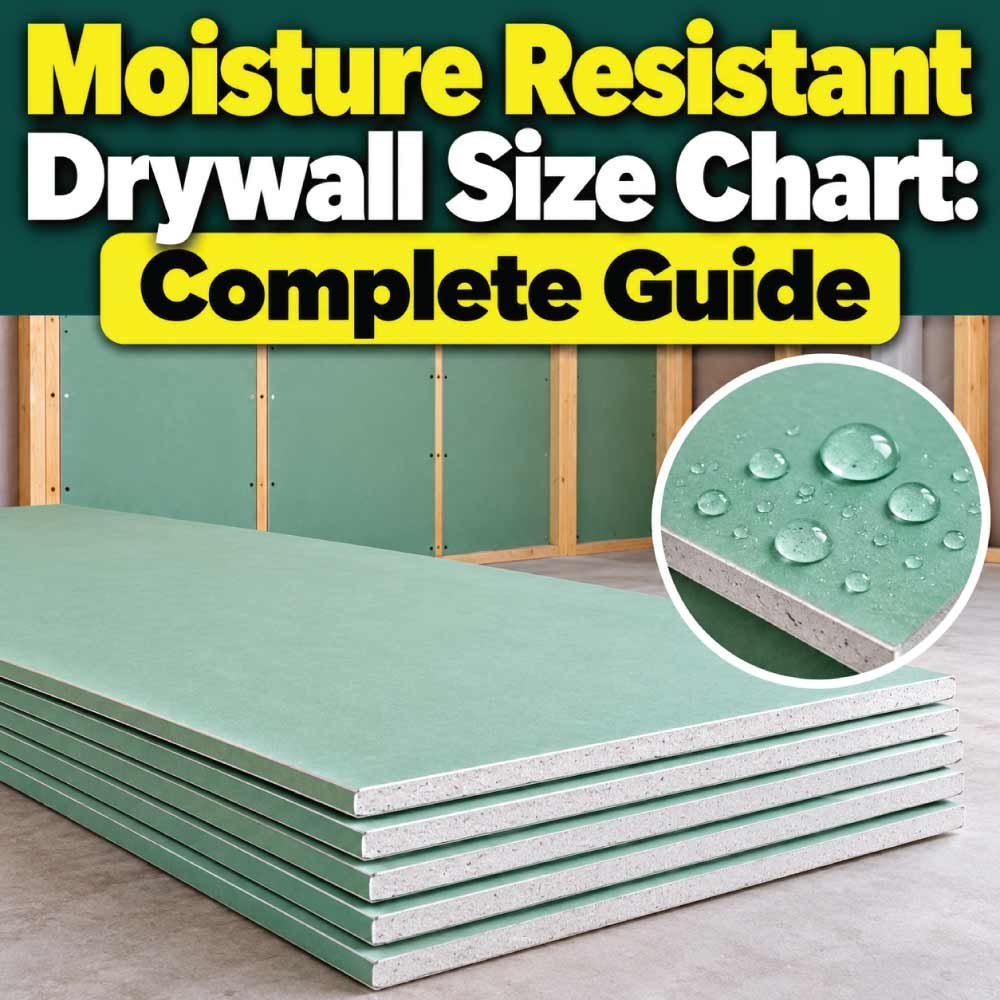 Moisture Resistant Drywall Size Chart